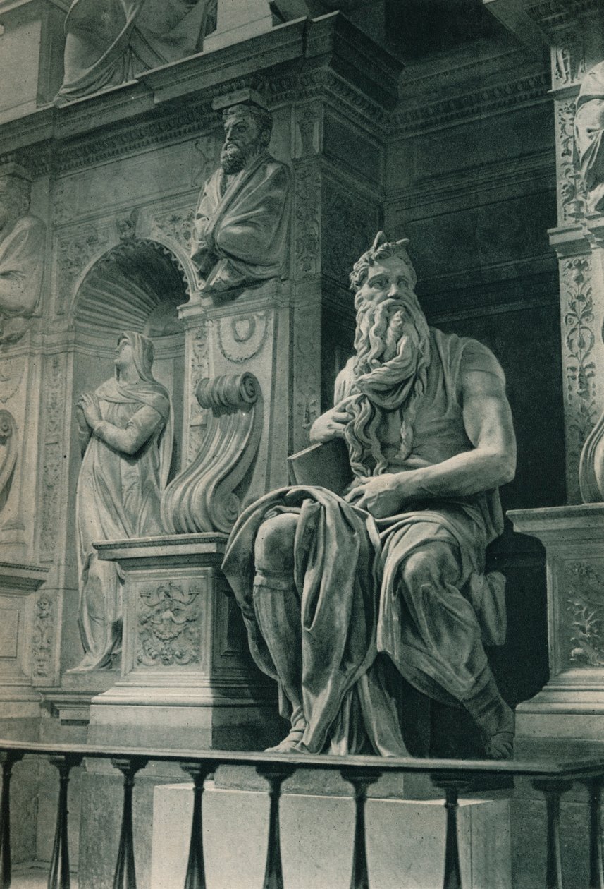 Mojżesz, rzeźba Michała Anioła w kościele San Pietro in Vincoli, Rzym, Włochy, c1926 1927 autorstwa Eugen Poppel