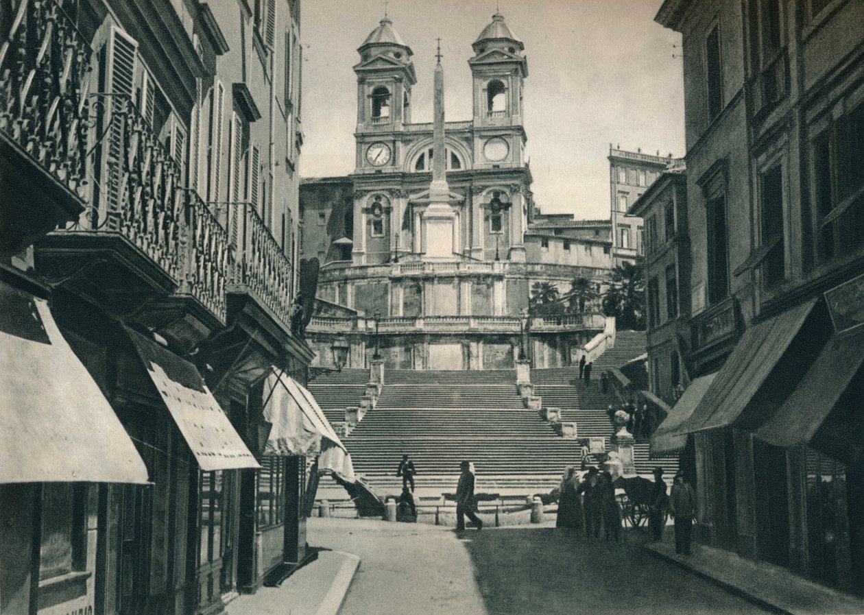 Schody Hiszpańskie i kościół Trinita dei Monti, Rzym, Włochy, 1927 autorstwa Eugen Poppel