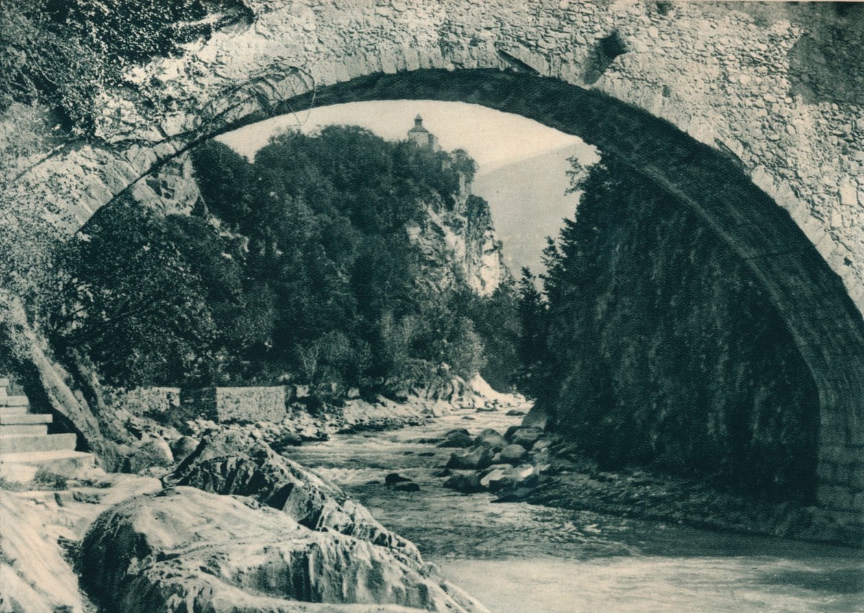 Rzeka Passer i Zamek Zenona, Merano, Południowy Tyrol, Włochy, 1927 autorstwa Eugen Poppel
