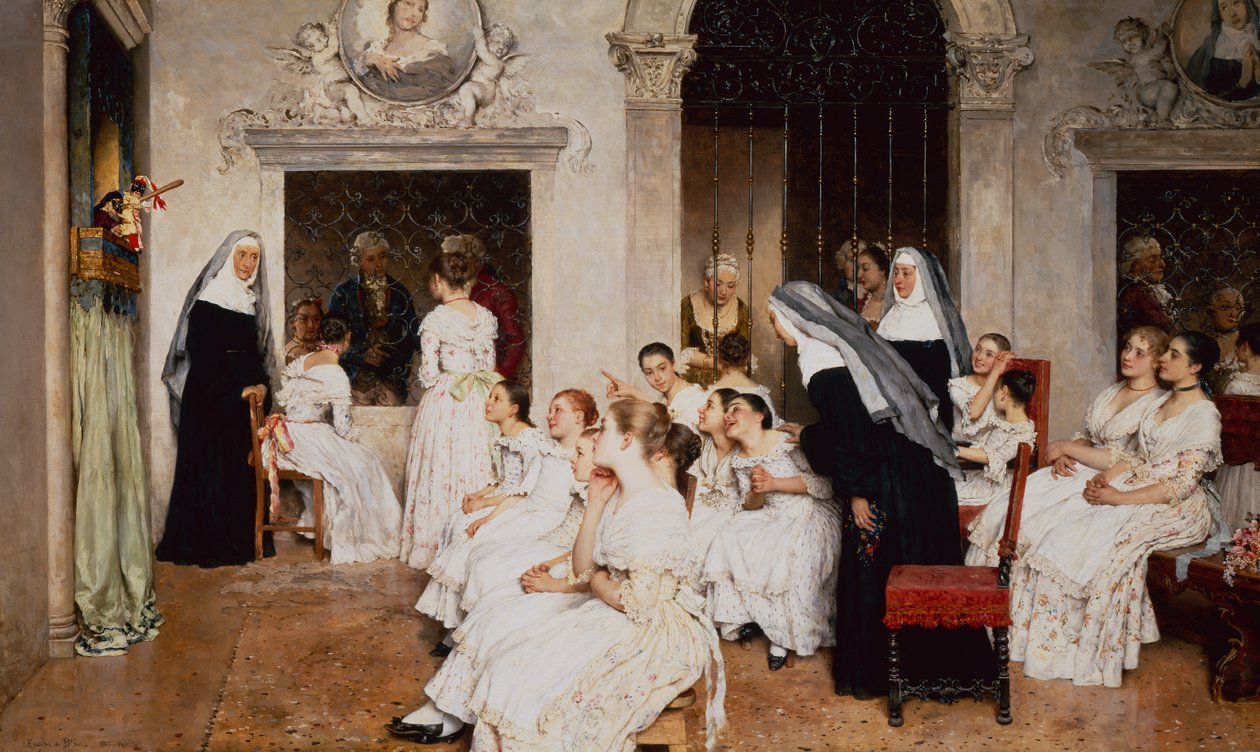 Scena klasztorna w Wenecji (olej na płótnie) autorstwa Eugen von Blaas