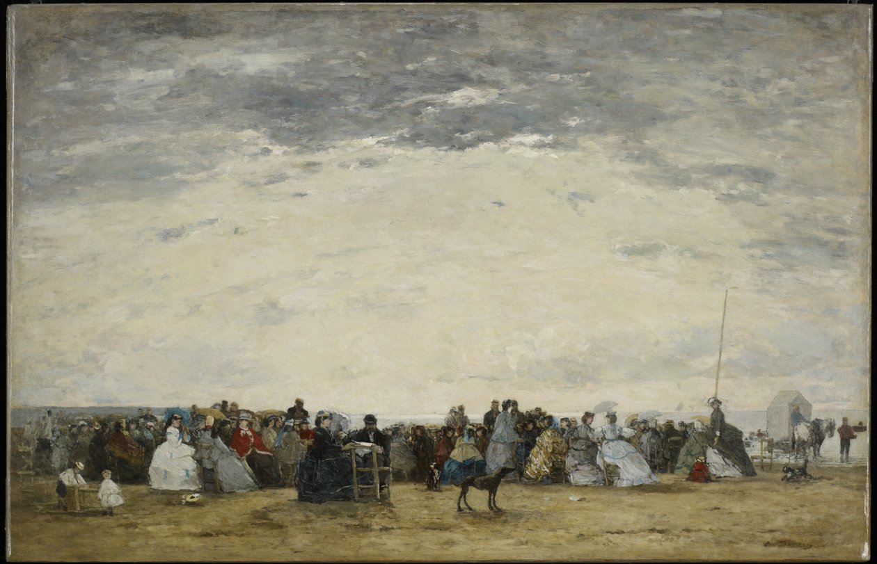 Urlopowicze na plaży w Trouville autorstwa Eugene Louis Boudin