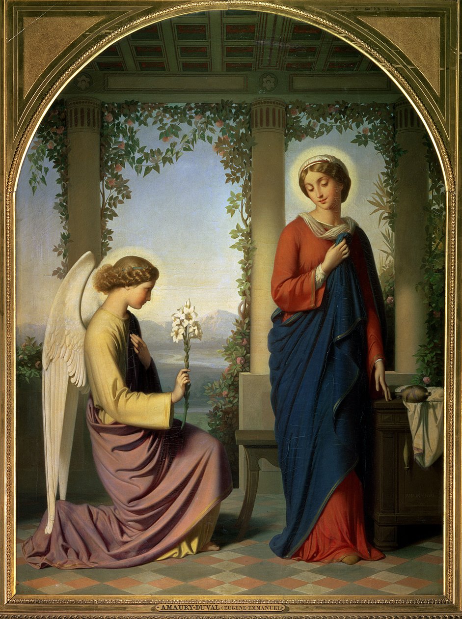 Pozdrowienie Anielskie, czyli Zwiastowanie, 1860 autorstwa Eugene Emmanuel Amaury Duval