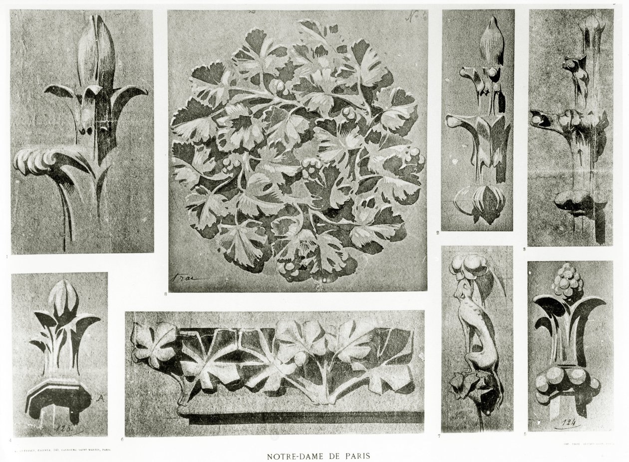 Detale architektoniczne do renowacji Notre Dame autorstwa Eugene Emmanuel Viollet le Duc