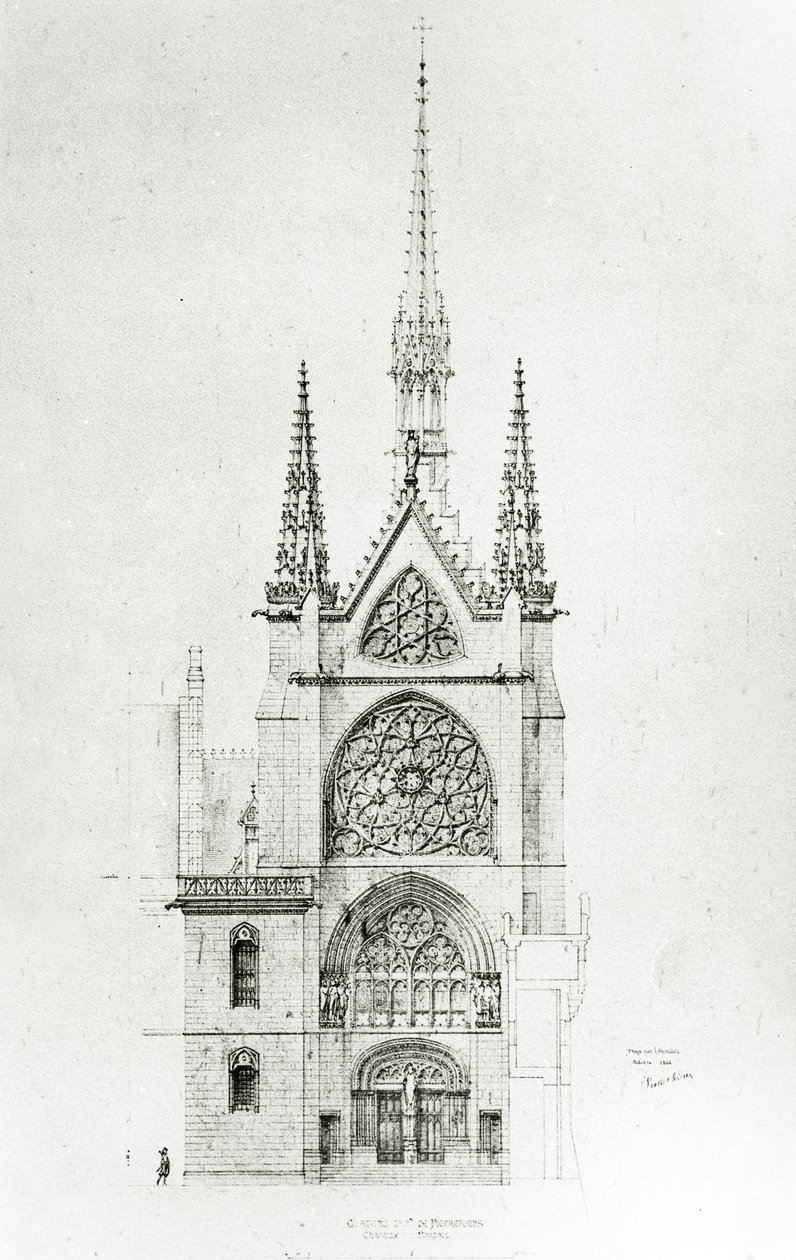 Rysunek do renowacji kaplicy, Château de Pierrefonds, 1864 autorstwa Eugene Emmanuel Viollet le Duc