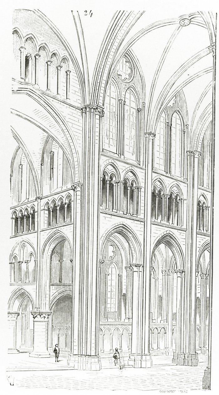 Wnętrze katedry w Cluny autorstwa Eugene Emmanuel Viollet le Duc