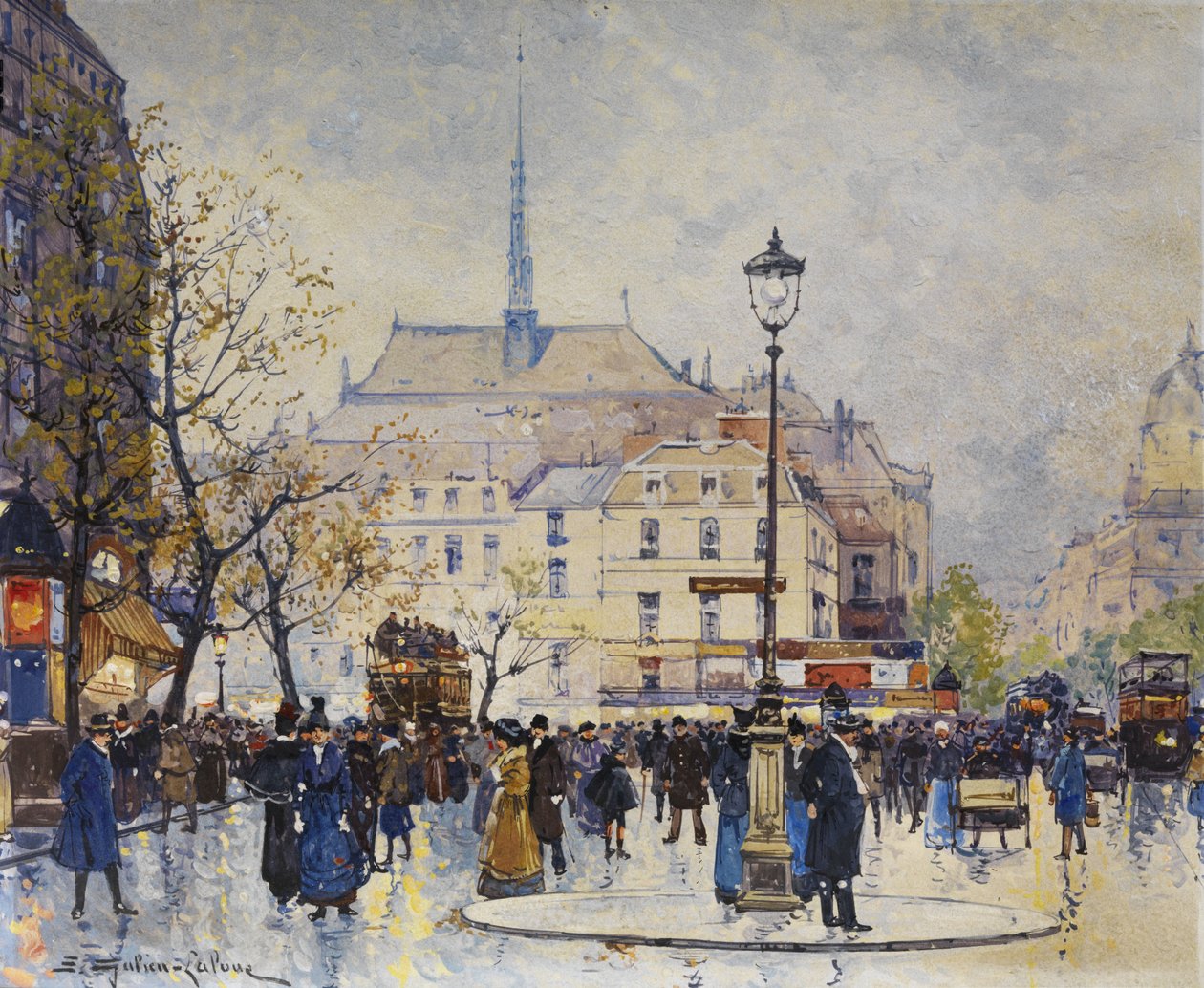 Paryska scena uliczna autorstwa Eugene Galien Laloue