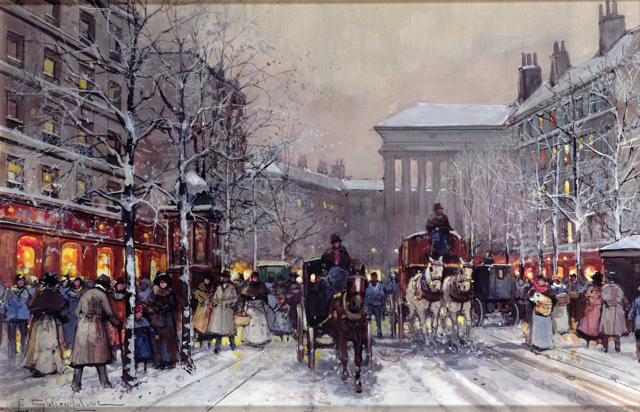 Paryska scena zimowa autorstwa Eugene Galien Laloue