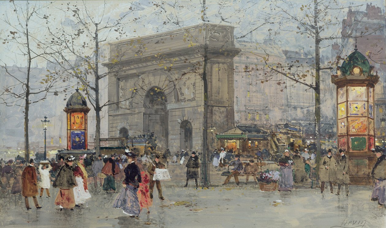 Scena uliczna w Paryżu autorstwa Eugene Galien Laloue