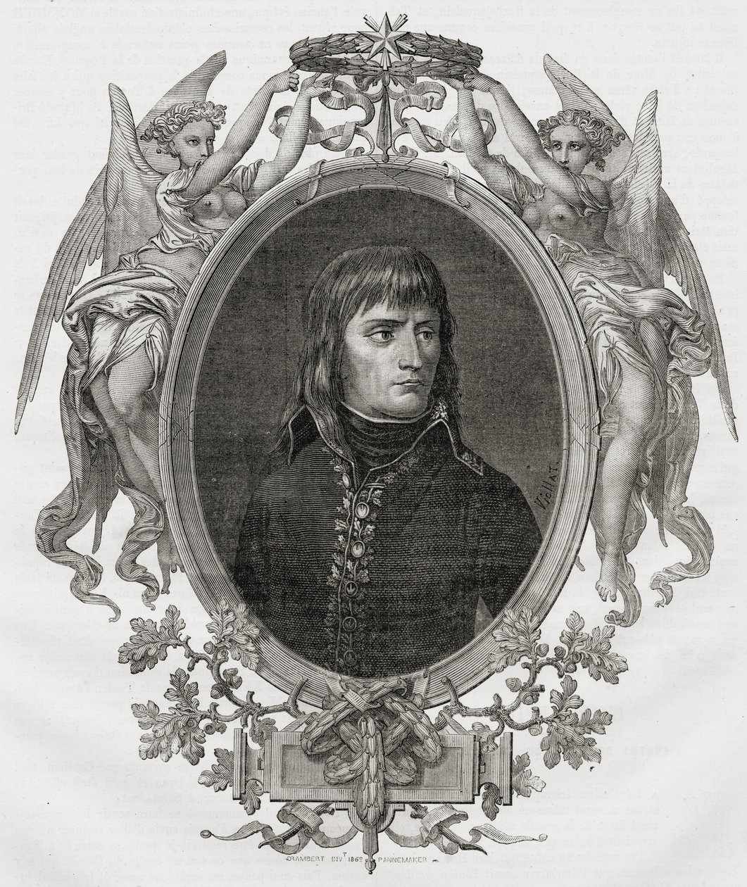 Portret Napoleona Bonaparte (1769-1821) wyryty przez Stephane Pannemaker (1847-1930) autorstwa Eugene Joseph Viollat