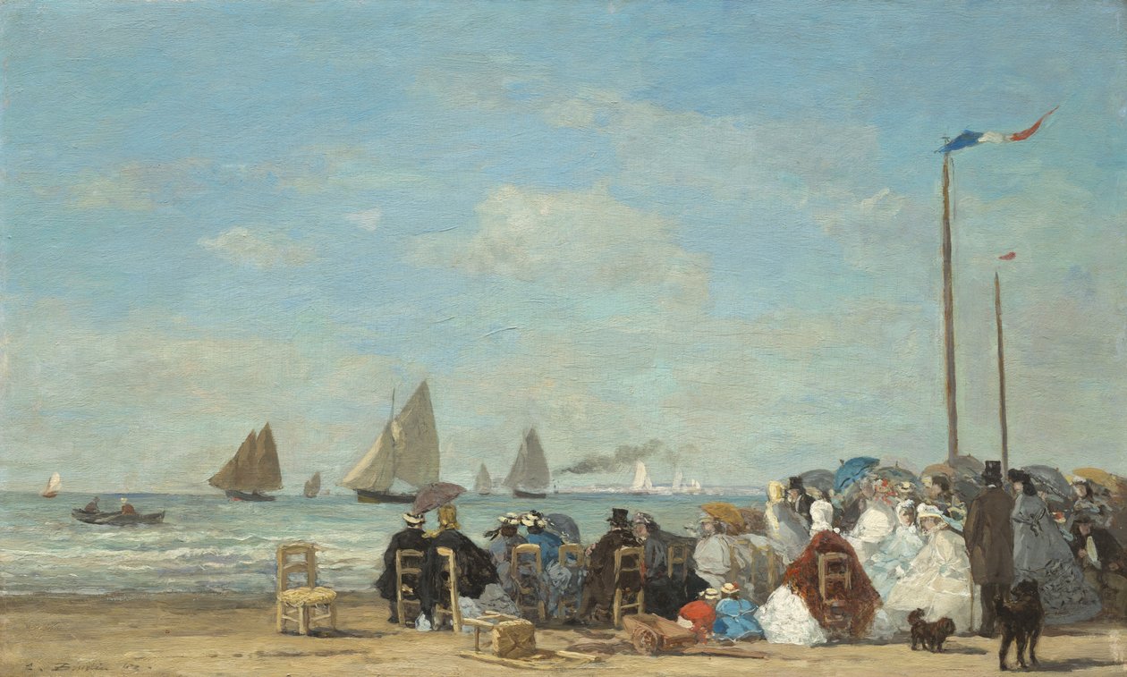 Scena na plaży w Trouville, 1863 (olej na drewnie) autorstwa Eugene Louis Boudin