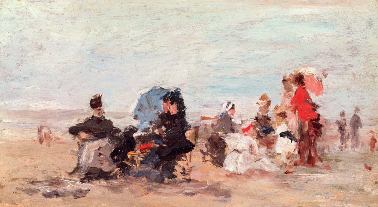 Plaża w pobliżu Deauville, ok.1924 autorstwa Eugene Louis Boudin