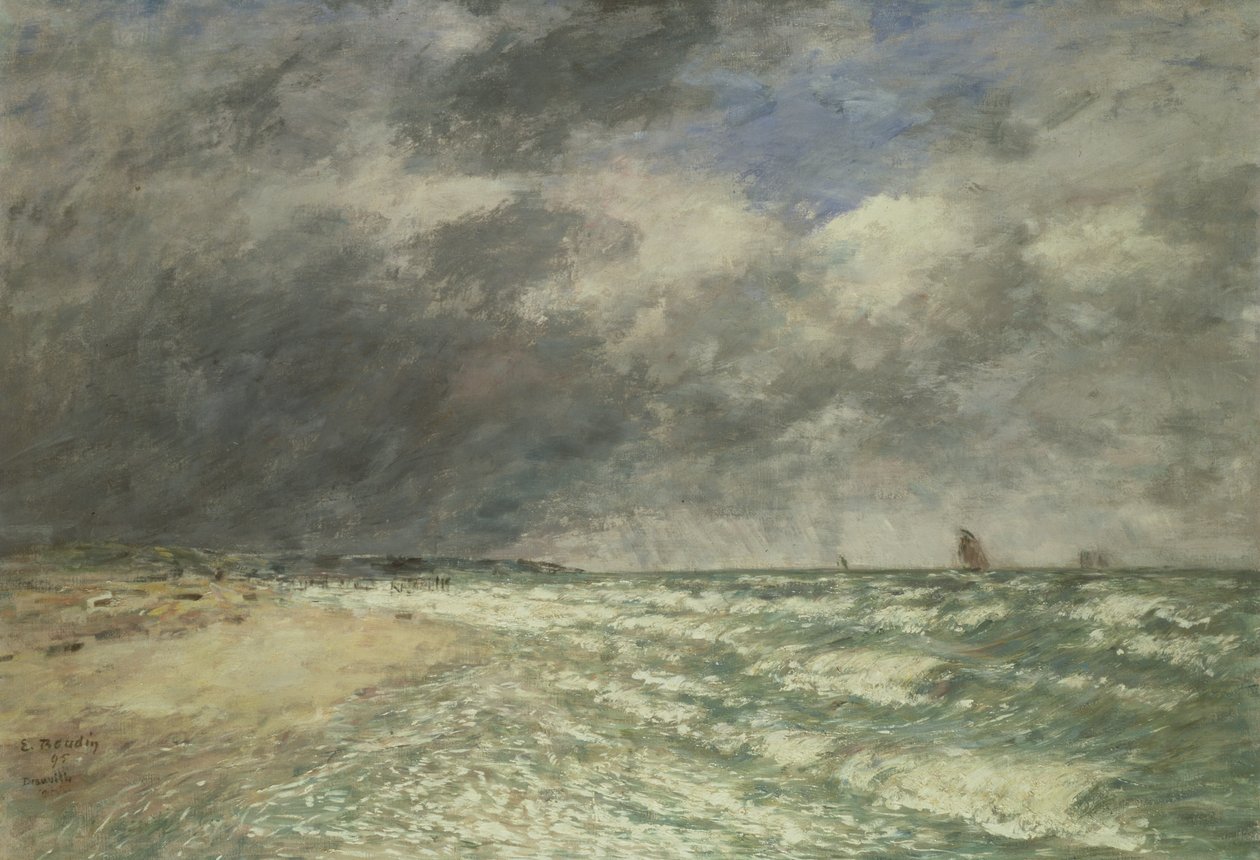 Porywista pogoda nad morzem, Deauville, 1895 autorstwa Eugene Louis Boudin