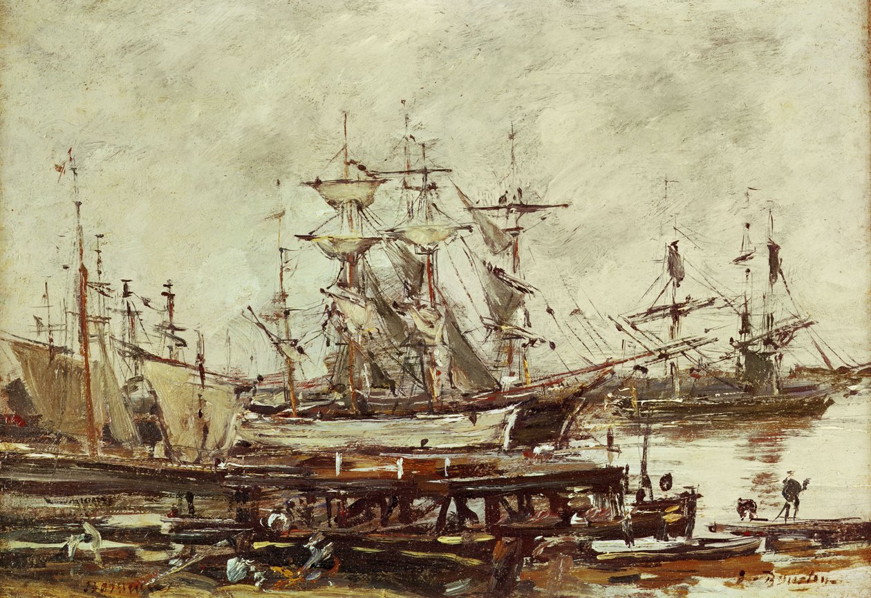 Żaglowce w porcie Bordeaux autorstwa Eugene Louis Boudin