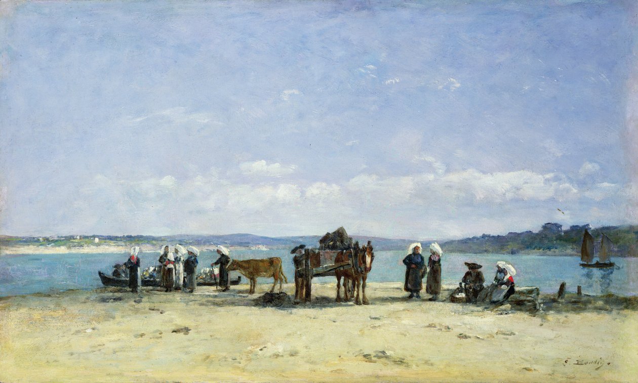 Żony bretońskich rybaków, 1870-73 autorstwa Eugene Louis Boudin