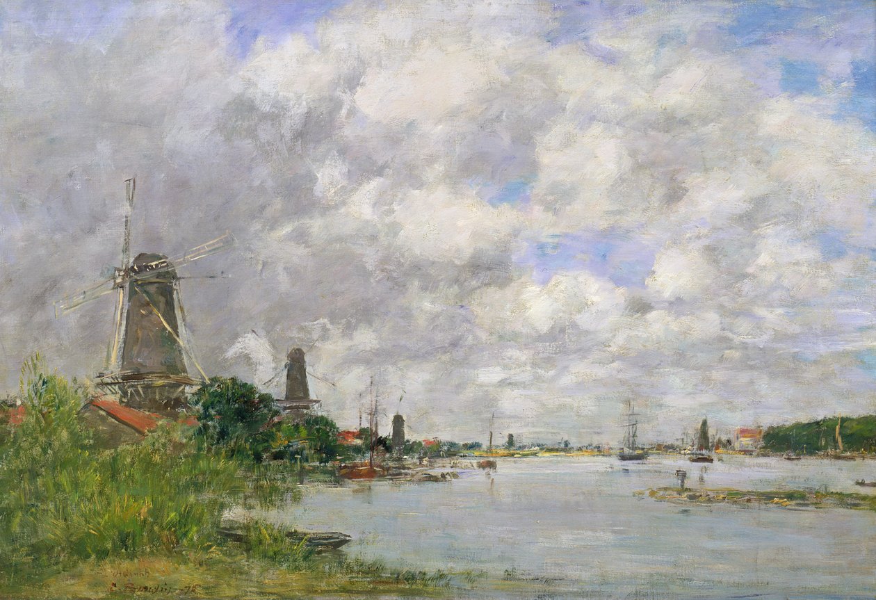 Rzeka Moza w Dordrecht, 1876 autorstwa Eugene Louis Boudin