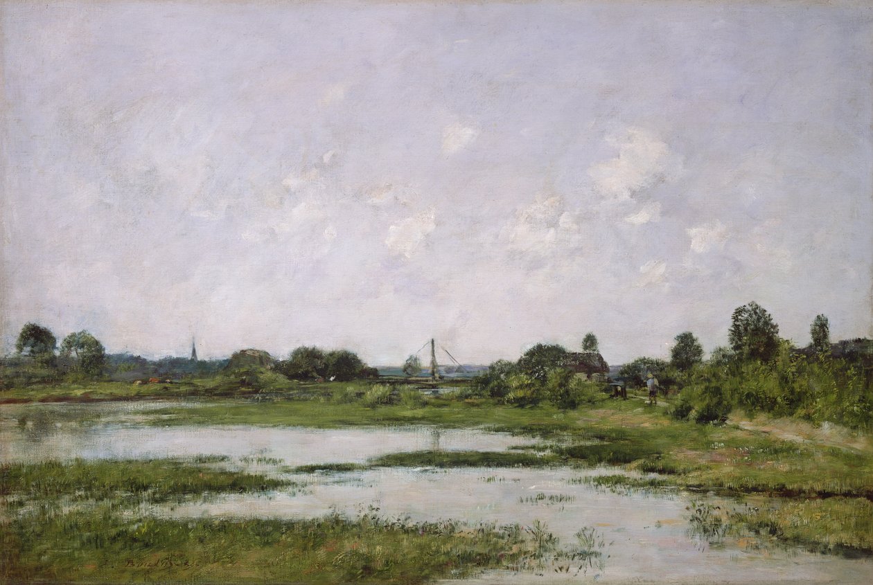 Brzegi rzeki Touques w Trouville podczas przypływów wiosennych autorstwa Eugene Louis Boudin