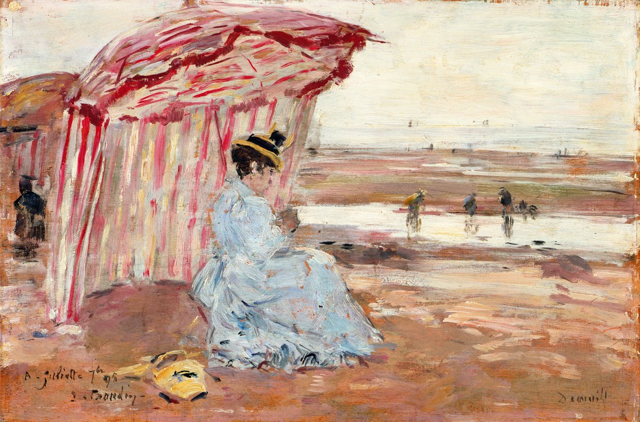 Kobieta pod plażowym parasolem, 1895 autorstwa Eugene Louis Boudin
