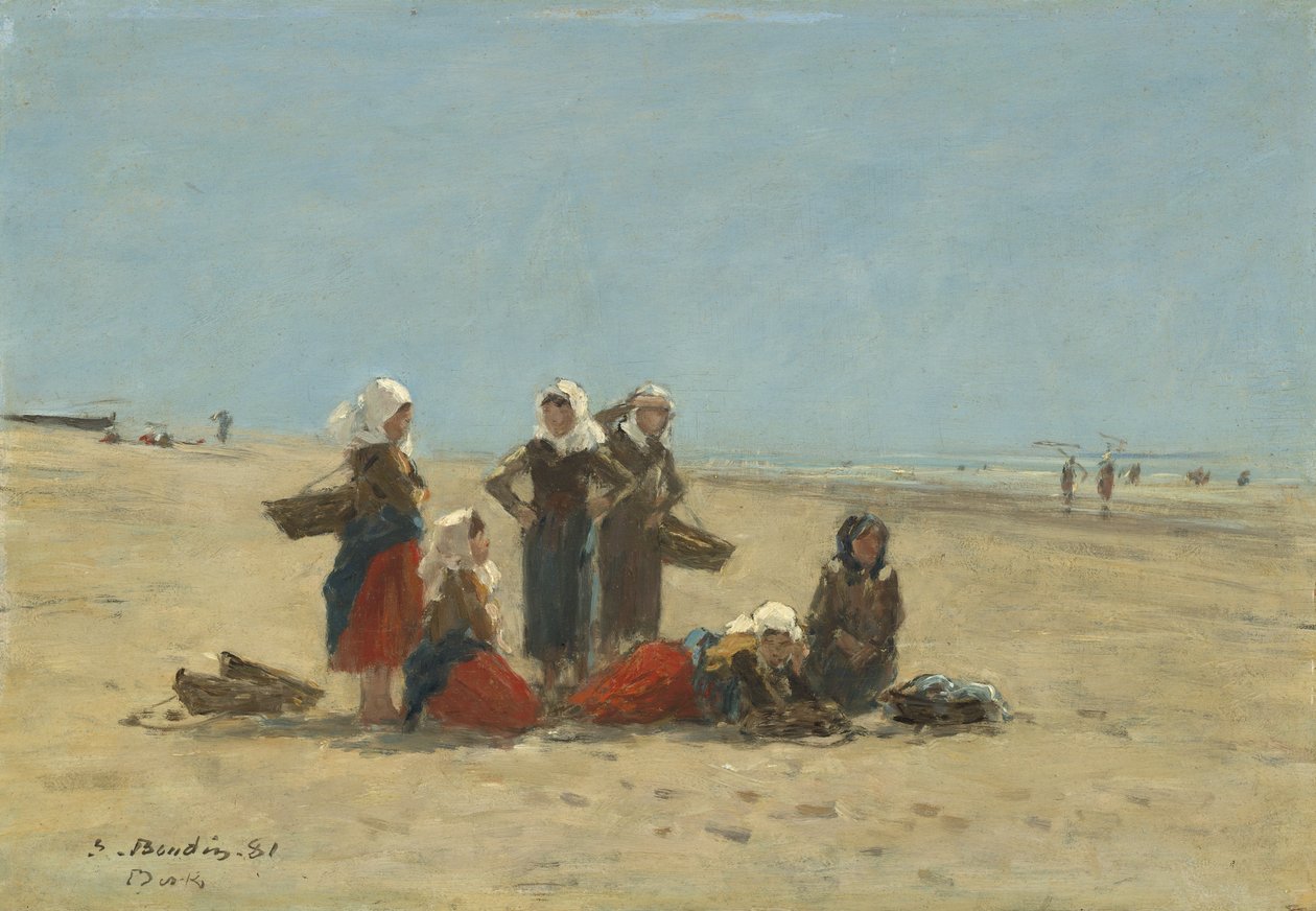 Kobiety na plaży w Berck, 1881 (olej na drewnie) autorstwa Eugene Louis Boudin