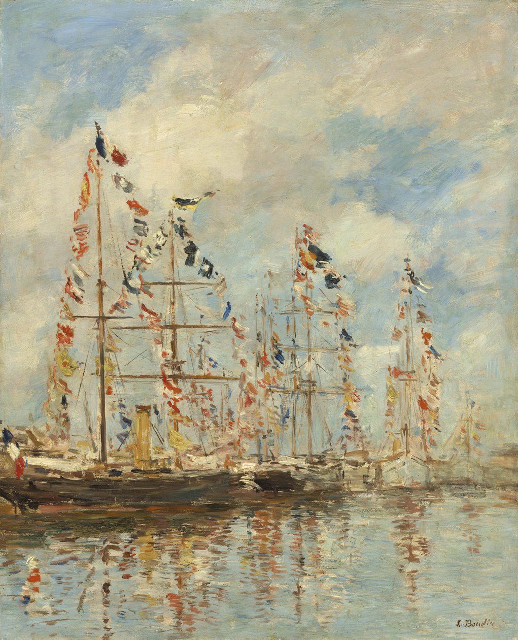 Basen jachtowy w Trouville-Deauville, ok. 1895-6 (olej na drewnie) autorstwa Eugene Louis Boudin