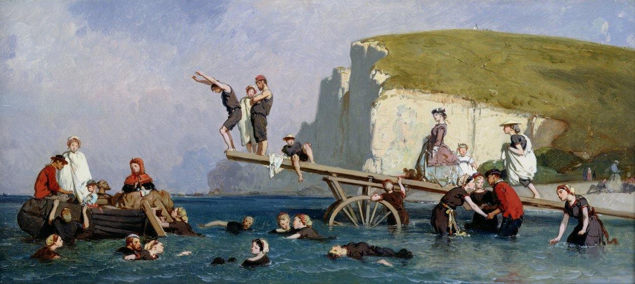 Kąpiel w Etretat autorstwa Eugene Modeste Edmond Lepoittevin