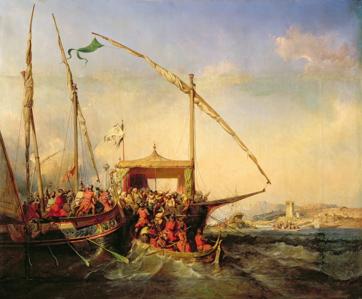 Bitwa morska pod Imbre w 1346, 1842 autorstwa Eugene Modeste Edmond Lepoittevin