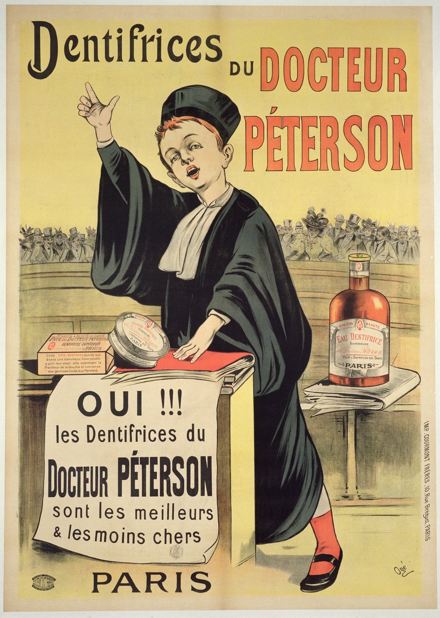 Plakat reklamujący pasty do zębów Dr. Petersona autorstwa Eugene Oge