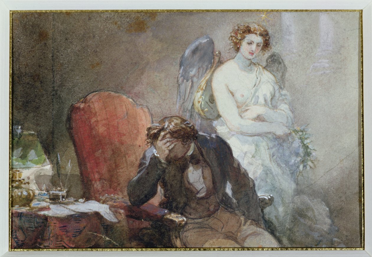 Noc Październikowa, ilustracja z „Les Nuits” Alfreda de Musseta (1810-57) autorstwa Eugene Louis Lami
