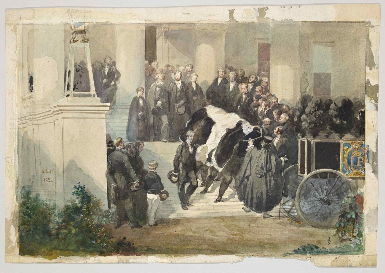 TRUMNA KRÓLA Ludwika Filipa OPUSZCZA DOM CLAREMONTÓW W ESHER, SURREY, ANGLIA W SIERPNIU 1850 R. autorstwa Eugene Louis Lami