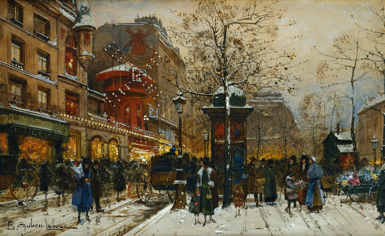 Moulin Rouge, Paryż autorstwa Eugene Galien Laloue
