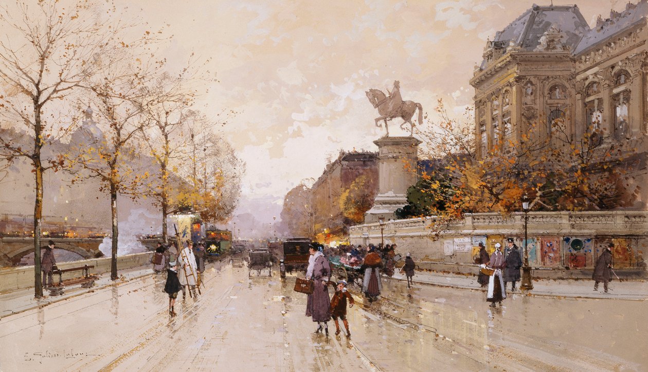 Paryska scena uliczna autorstwa Eugene Galien Laloue