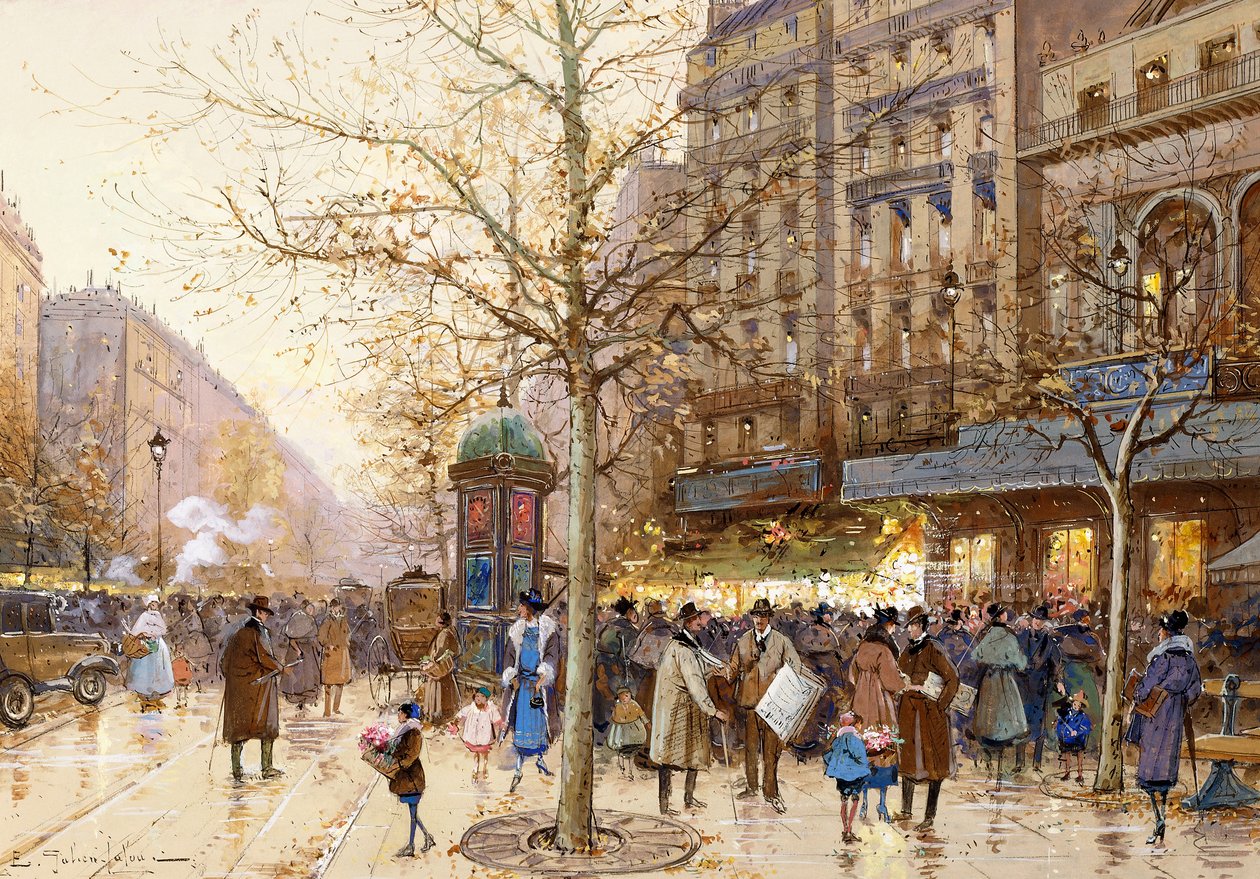 Paryska scena uliczna autorstwa Eugene Galien Laloue
