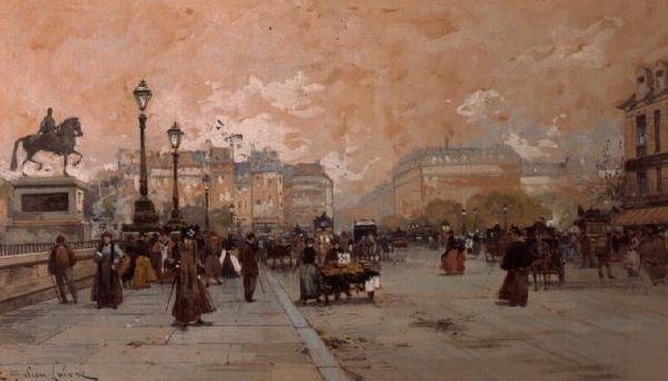 Paryska scena uliczna autorstwa Eugene Galien Laloue