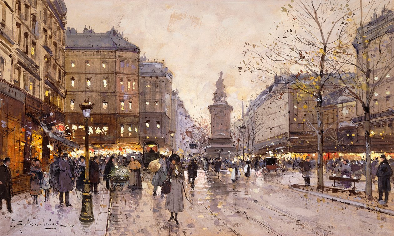 Jesienny wieczór w Paryżu autorstwa Eugene Galien Laloue