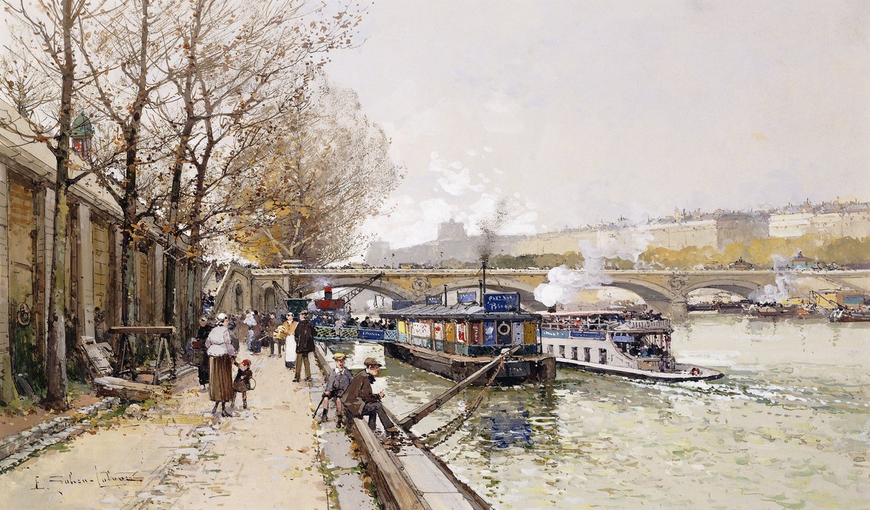 Barki na Sekwanie autorstwa Eugene Galien Laloue