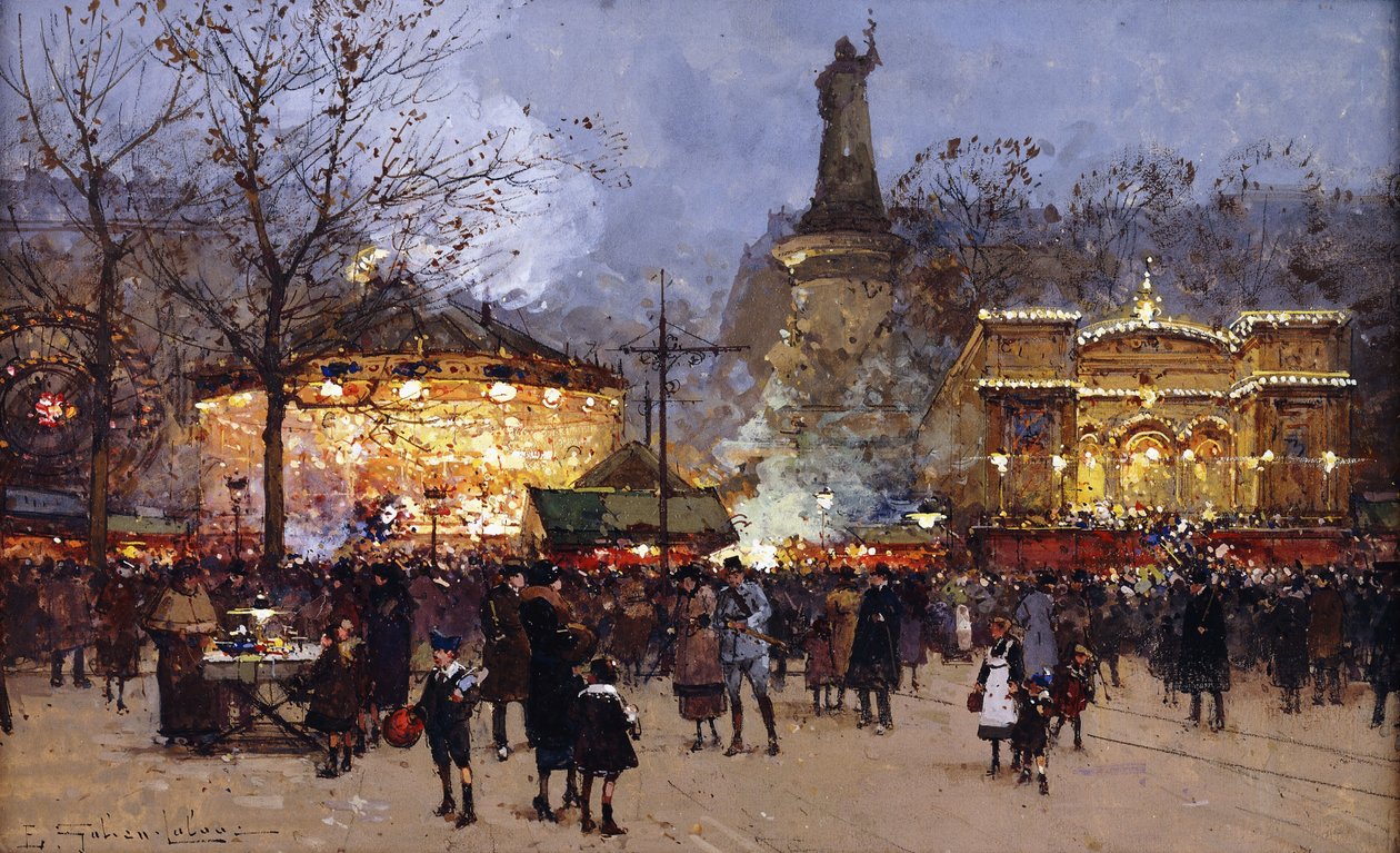 Impreza, Place de la Republique, Paryż autorstwa Eugene Galien Laloue