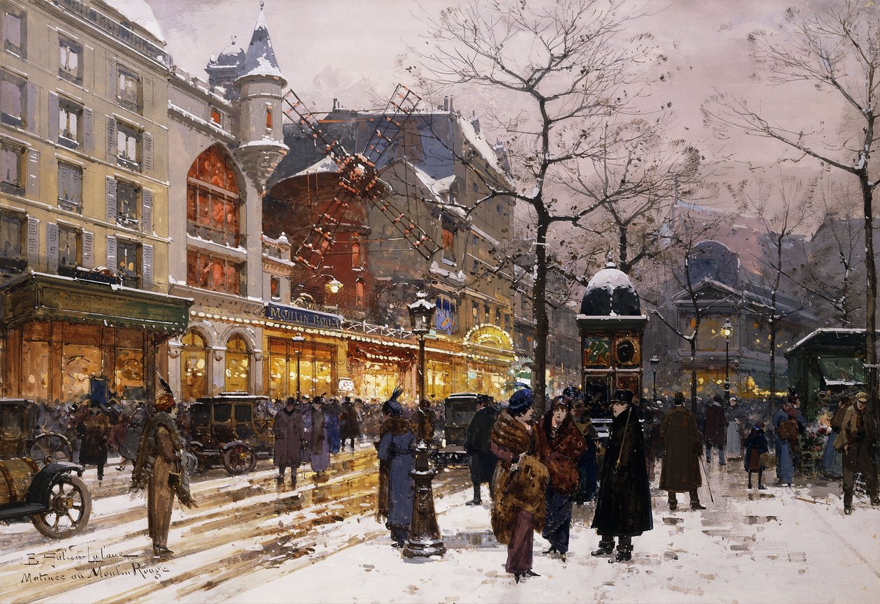Poranek w Moulin Rouge, Paryż autorstwa Eugene Galien Laloue