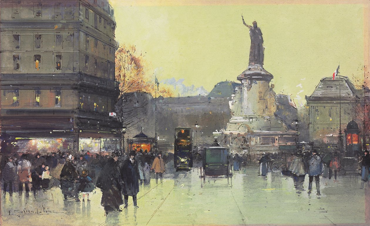 Plac Republiki, Paryż autorstwa Eugene Galien Laloue