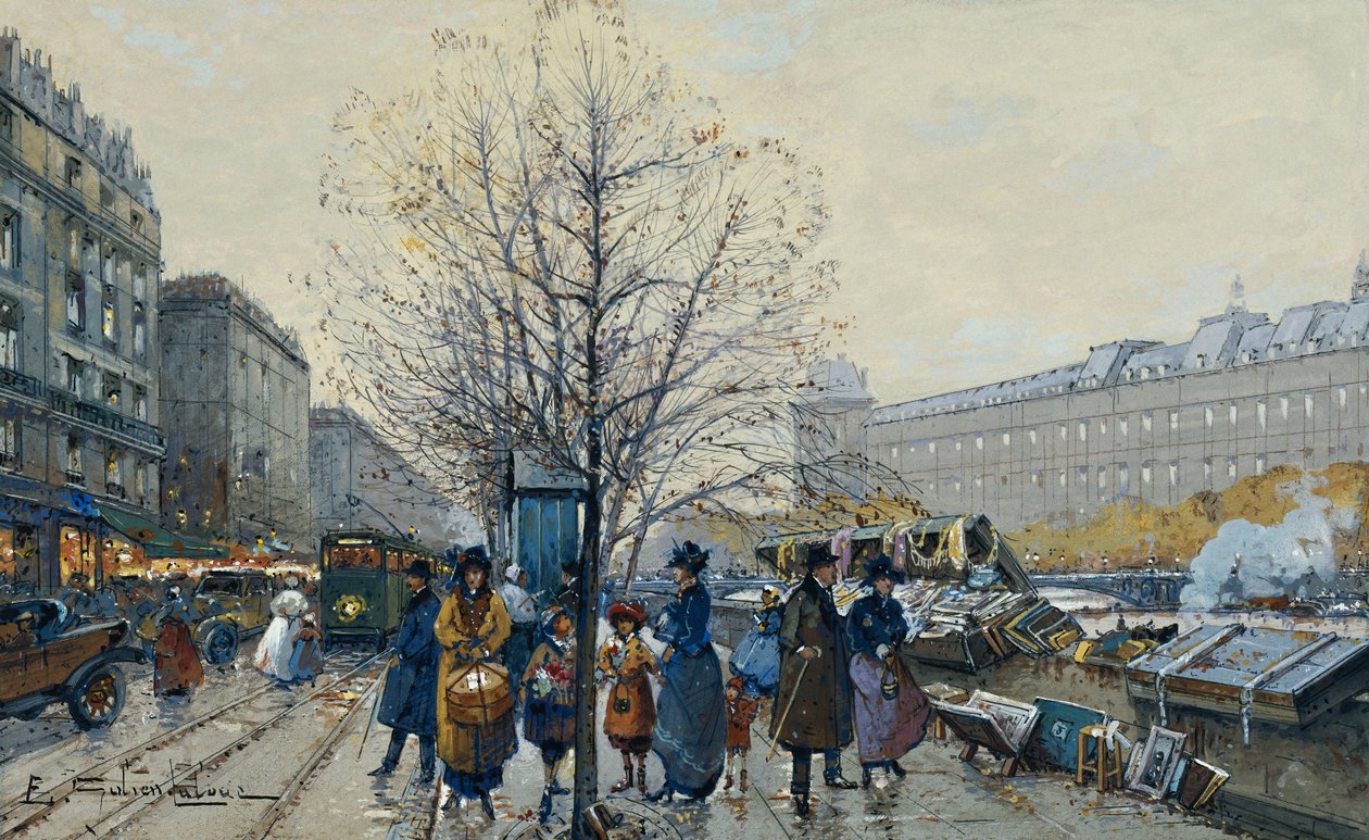 Quai Malaquais, Paryż autorstwa Eugene Galien Laloue