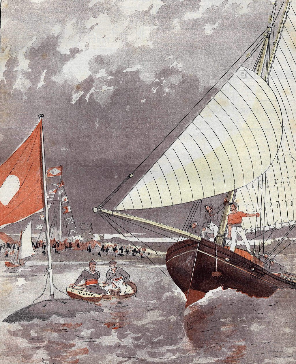 Regates w Le Havre w 1892 roku, na podstawie akwareli pana Courbona. autorstwa Eugene (after) Courboin