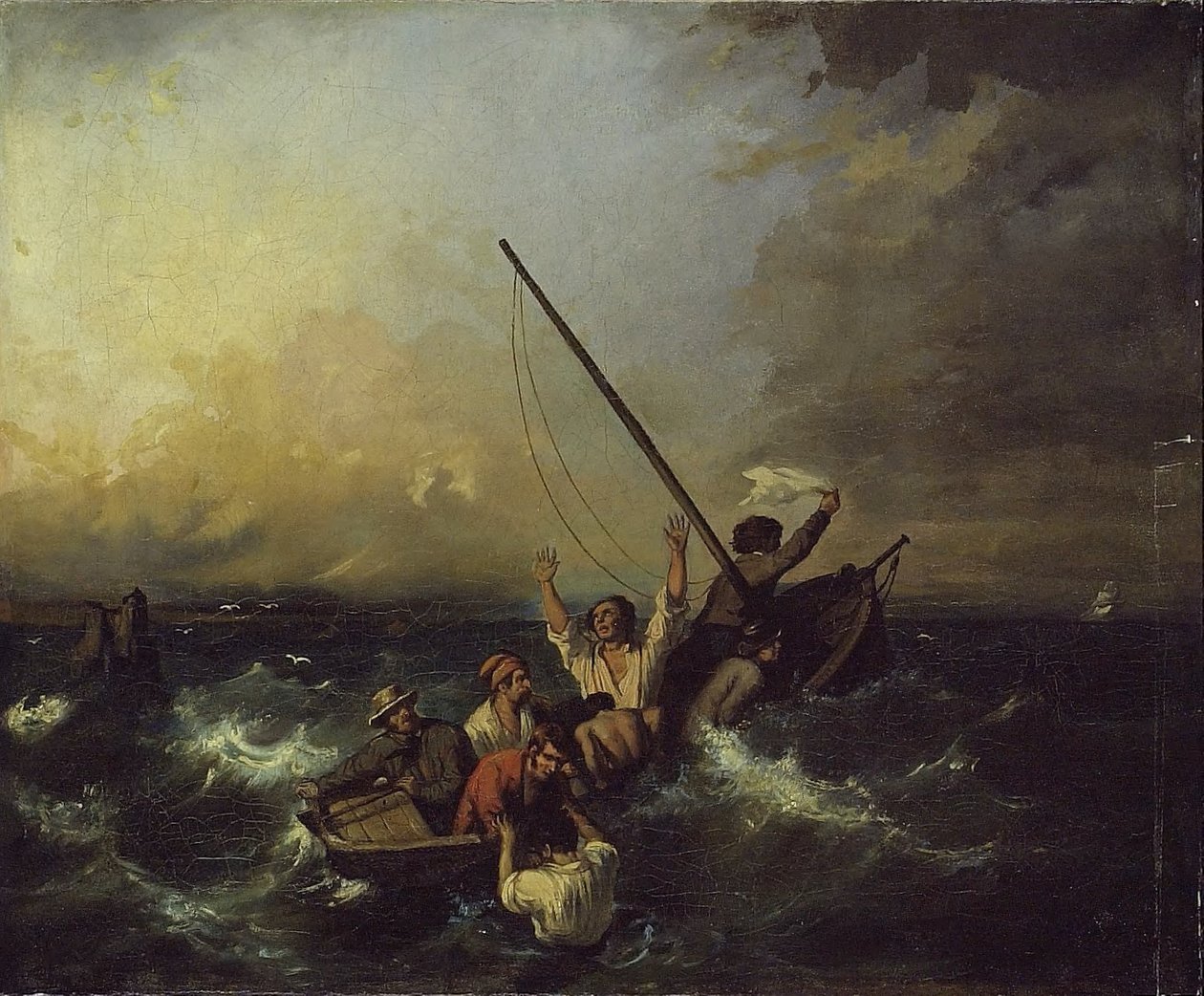 Wrak statku (olej na płótnie) autorstwa Eugene (after) Isabey