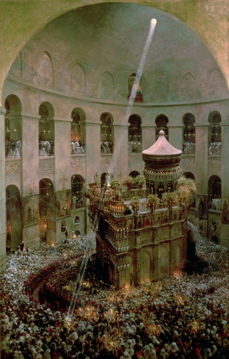 Kościół Grobu Świętego w Jerozolimie: Fetes de Flambeaux autorstwa Eugene Alexis Girardet
