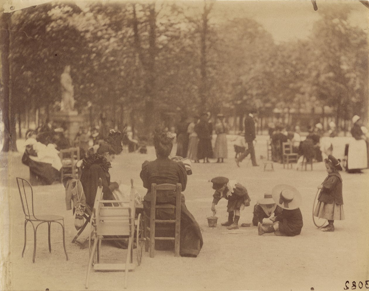 Kobiety i dzieci w Ogrodzie Luksemburskim autorstwa Eugène Atget