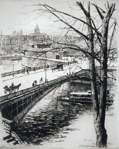 Pont St. Louis, z „Du Ier au XXeme: Les Arrondissements de Paris…”, wyd. 1903 (akwaforta) autorstwa Eugene Bejot