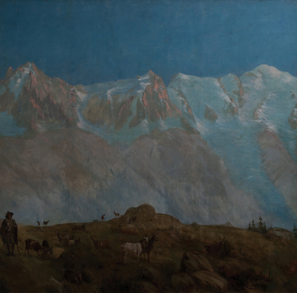 Mont Blanc, Aiguilles du Midi du Plan (Öljy kankaalle) kiillotusaine autorstwa Eugene Bourgeois