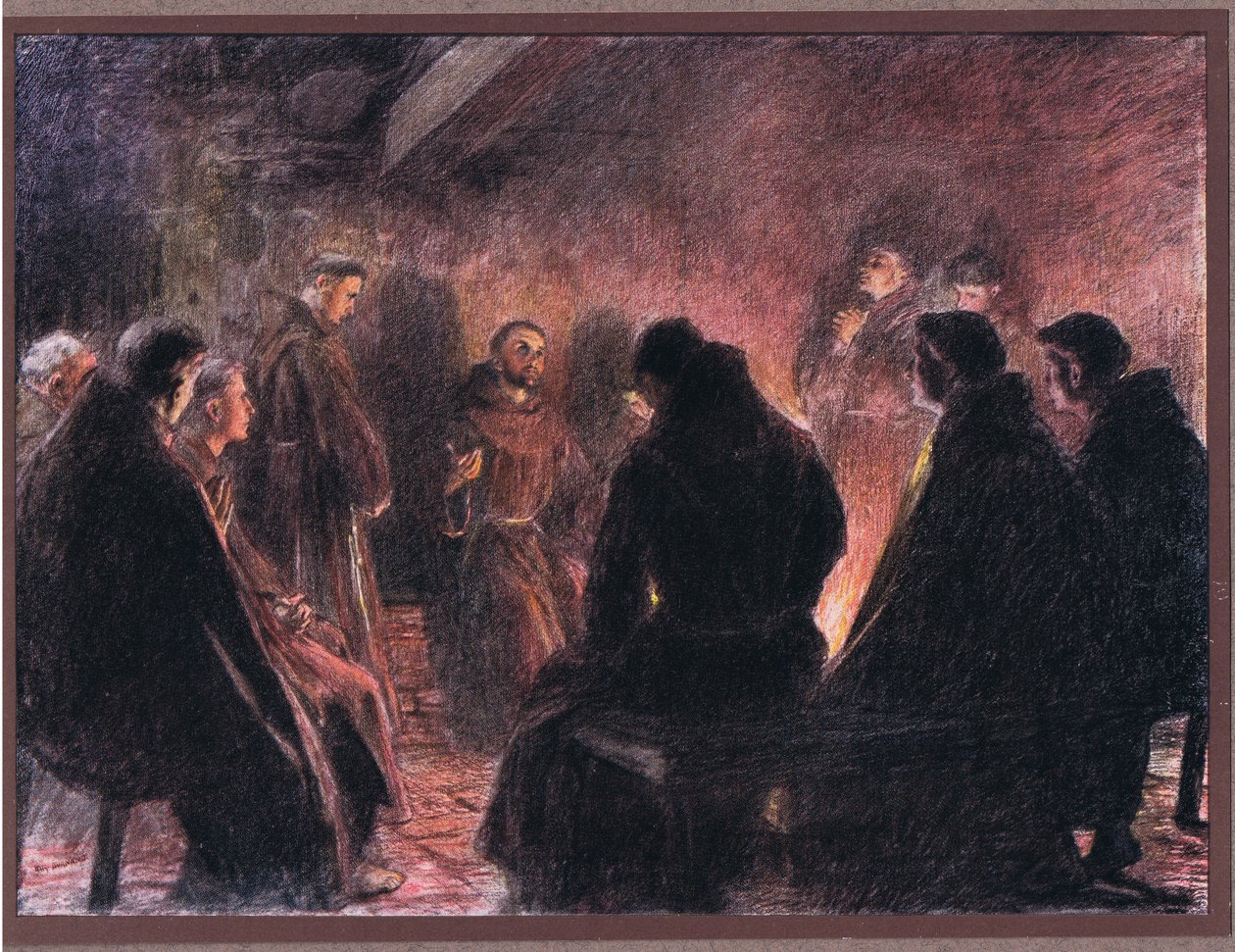 Św. Franciszek i bracia dyskurs Boga, 1919 autorstwa Eugene Burnand