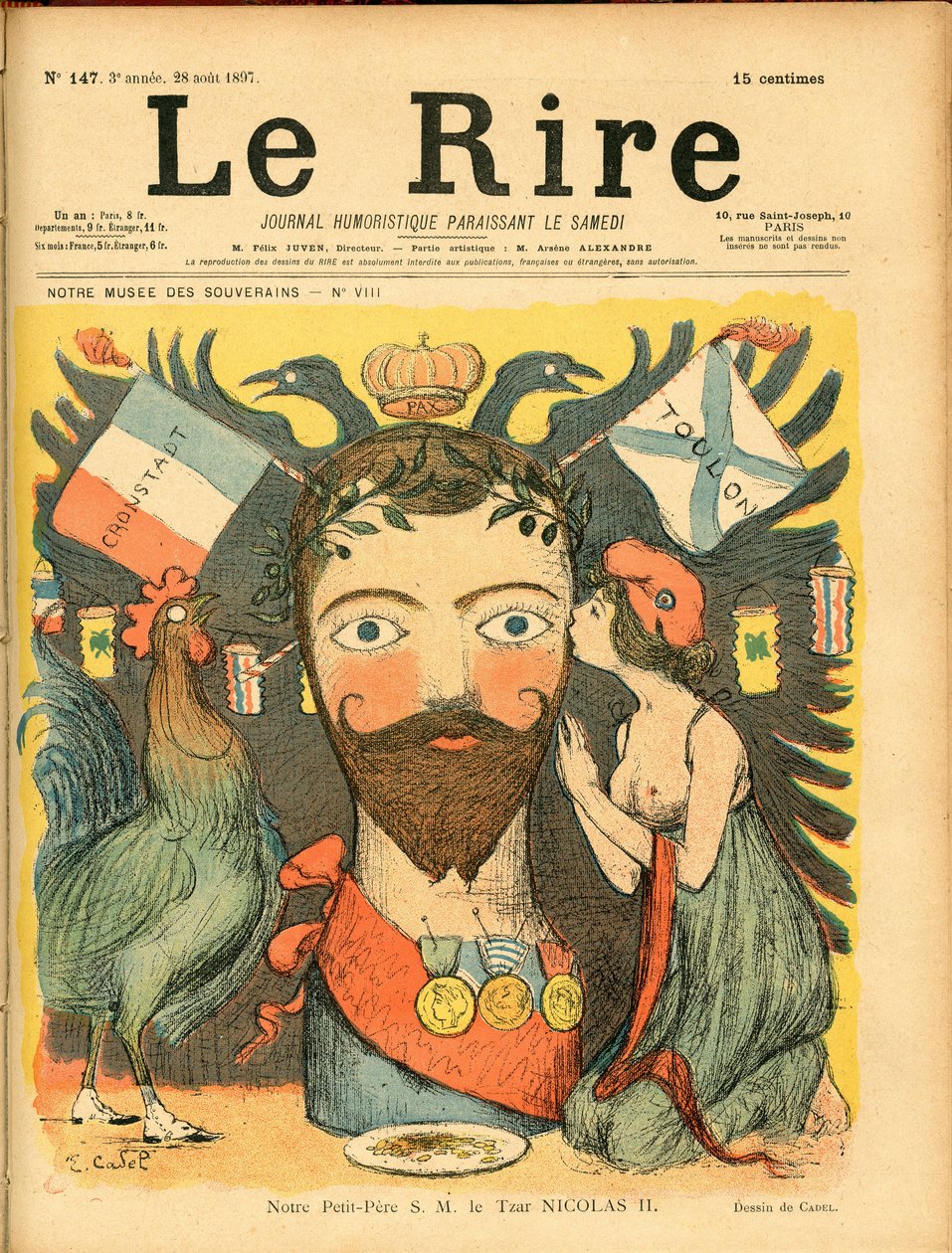 Okładka „Le Lire” w kolorze satyrycznym autorstwa Eugene Cadel