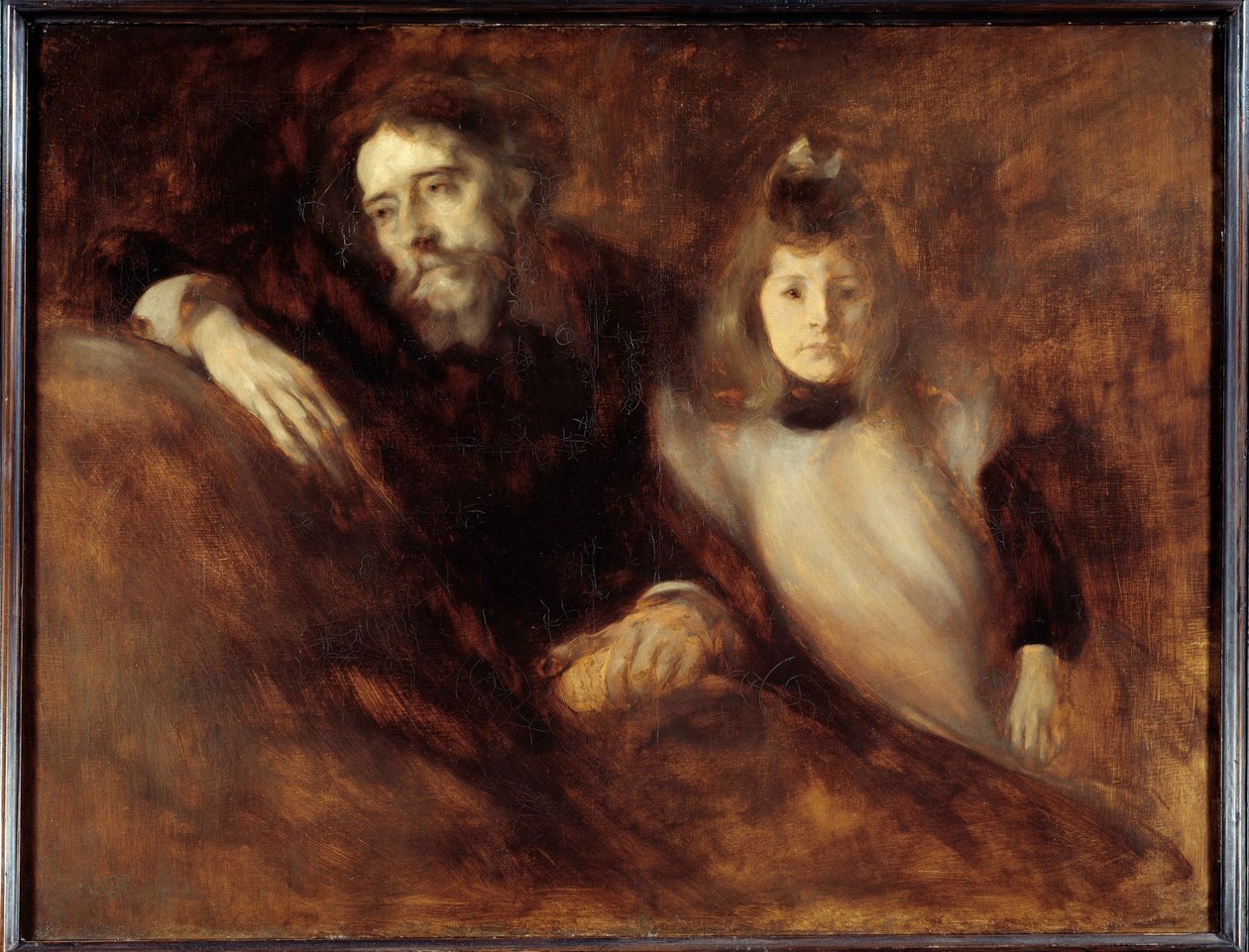 Alphonse Daudet (1840 - 1897) i jego córka. Obraz Eugene