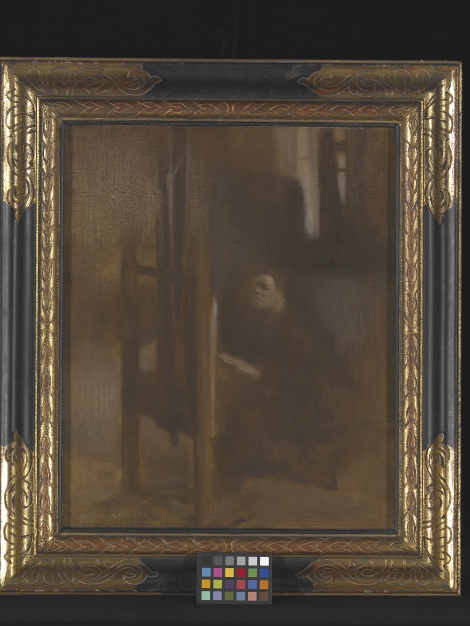 Artysta przy sztalugach (olej na płótnie) autorstwa Eugène Carrière
