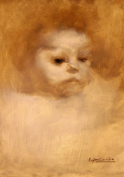 Głowa dziecka, Studium dla La Grande Soeur (olej na płótnie) autorstwa Eugène Carrière