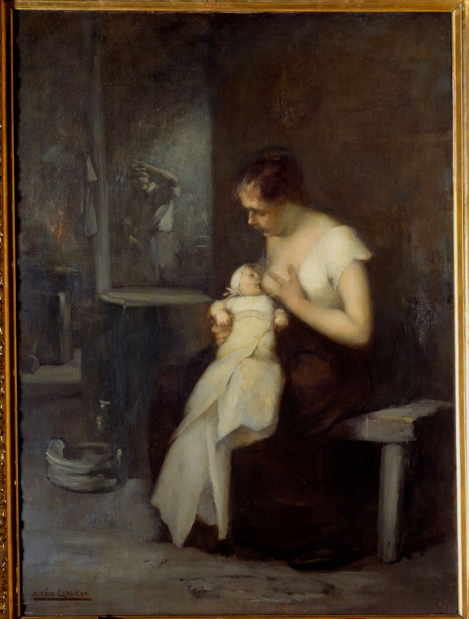 Kobieta karmiąca Obraz Eugene Carriere (1849-1906) 1879 Nd. 0,81x0,59 m Rouen, Musee des Beaux Arts autorstwa Eugène Carrière